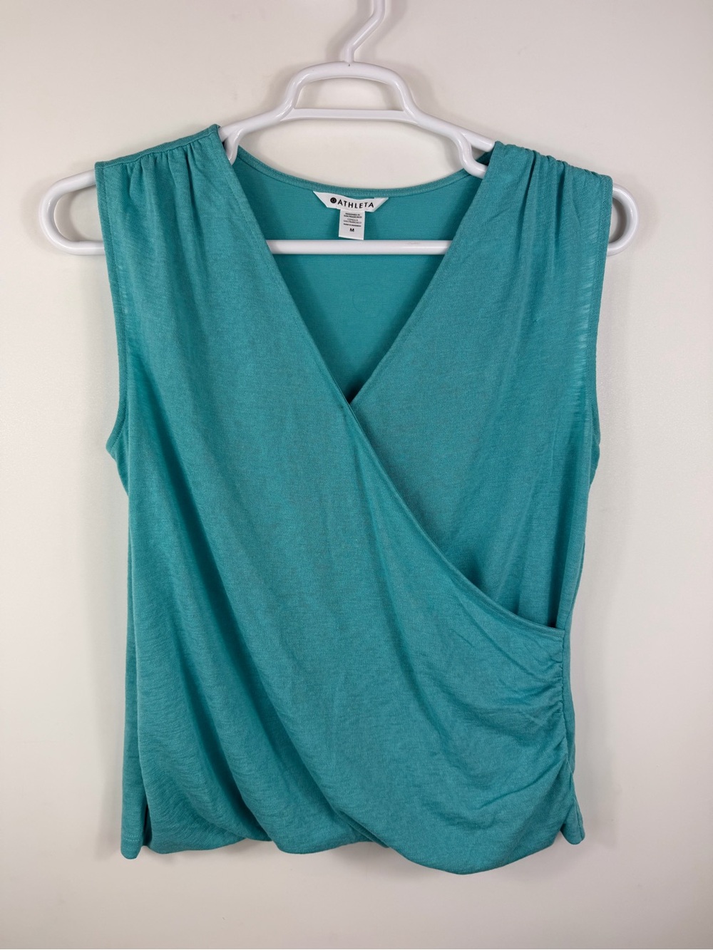 Athleta Teal Faux-Wrap Sleeveless Top M
